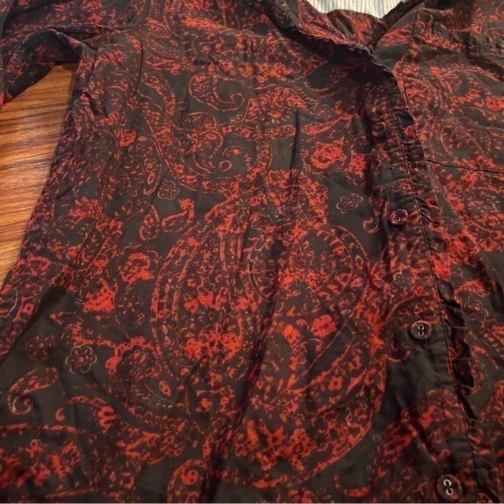 Soft Surroundings Size Small Black Rust Paisley Button Down Shirt - Picture 4 of 12